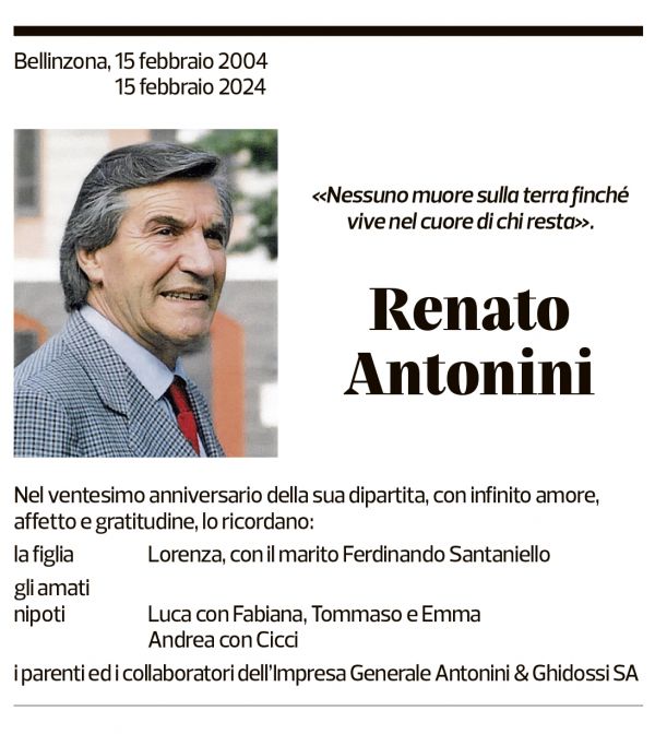 Annuncio funebre Renato Antonini