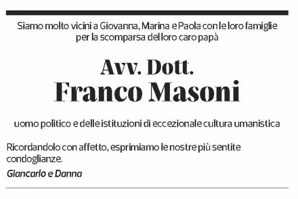 Annuncio funebre Franco Masoni
