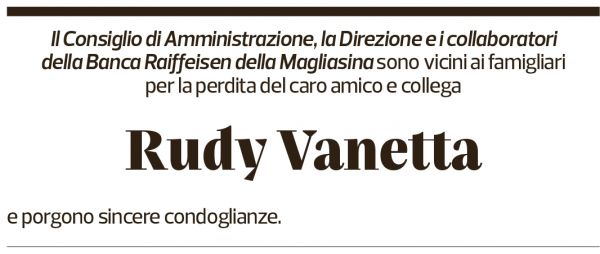 Annuncio funebre Rudy Vanetta