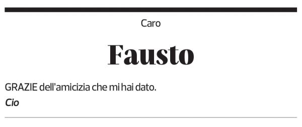 Annuncio funebre Fausto Urbani