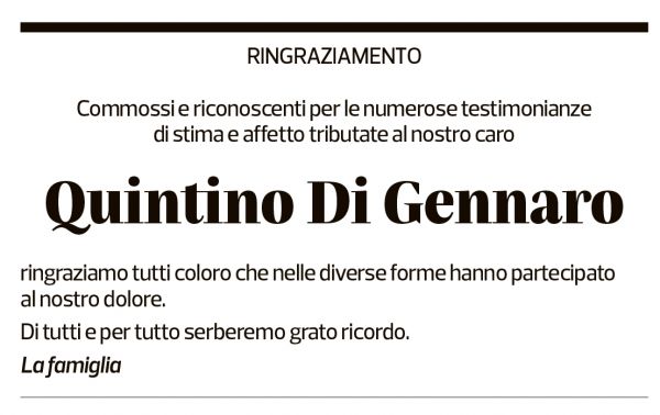 Annuncio funebre Quintino Di Gennaro