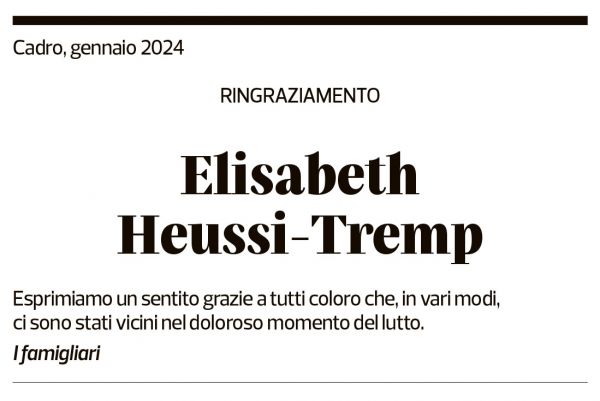 Annuncio funebre Elisabeth Heussi-tremp