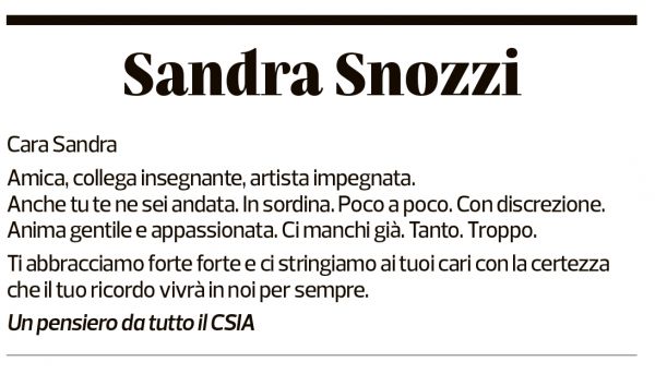 Annuncio funebre Sandra Snozzi