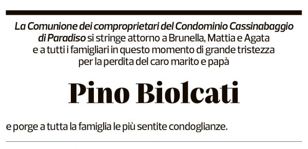 Annuncio funebre Pino Biolcati