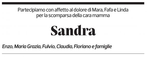 Annuncio funebre Sandra Poggioli