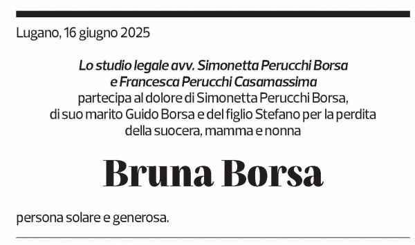 Annuncio funebre Bruna Borsa