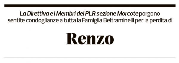 Annuncio funebre Renzo Beltraminelli