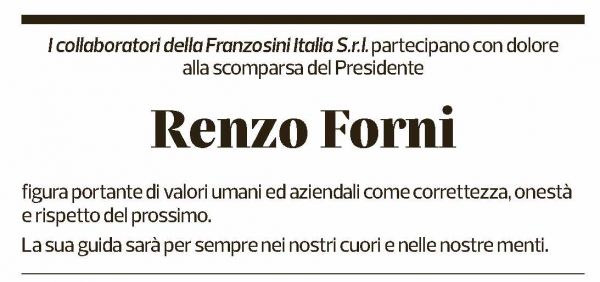 Annuncio funebre Renzo Forni