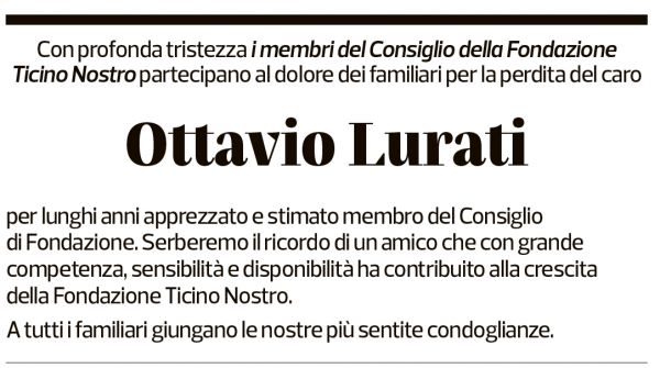 Annuncio funebre Ottavio Lurati