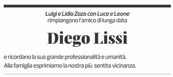 Annuncio funebre Diego Lissi