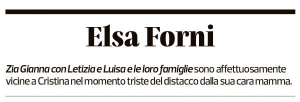 Annuncio funebre Elsa Forni