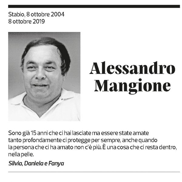 Annuncio funebre Alessandro Mangione