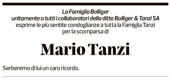 Annuncio funebre Mario Tanzi