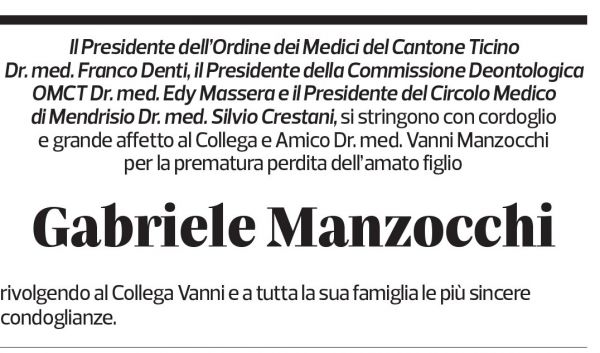 Annuncio funebre Gabriele Manzocchi