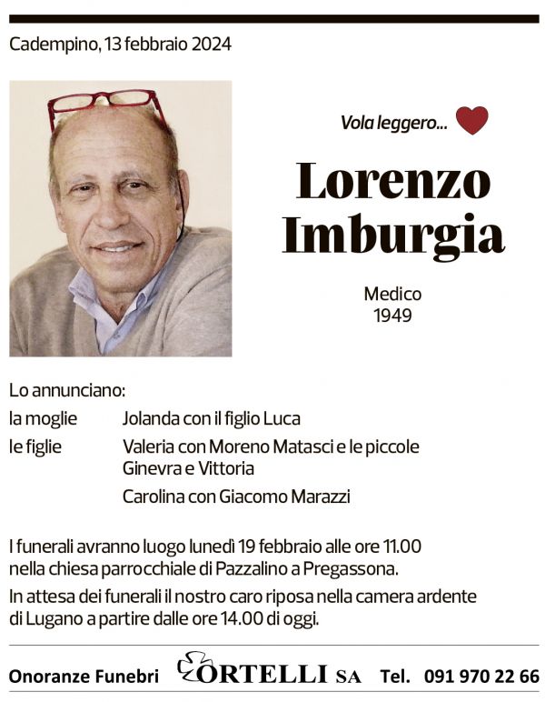 Annuncio funebre Lorenzo Imburgia