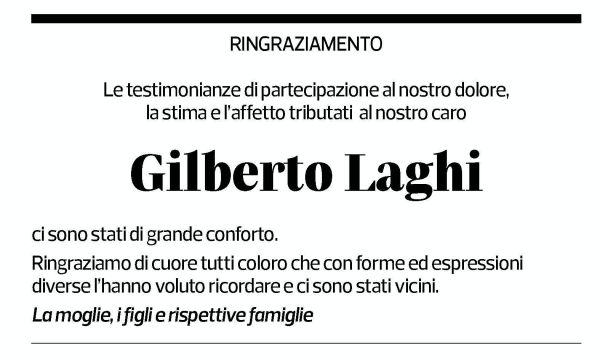 Annuncio funebre Gilberto Laghi