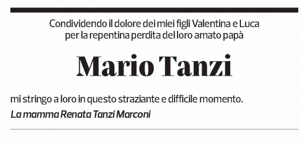 Annuncio funebre Mario Tanzi