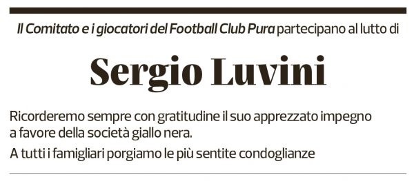 Annuncio funebre Sergio Luvini