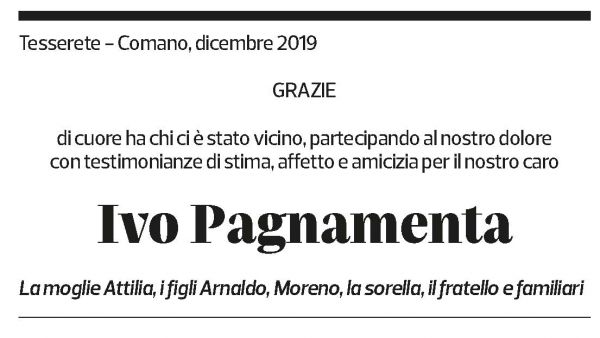 Annuncio funebre Ivo Pagnamenta
