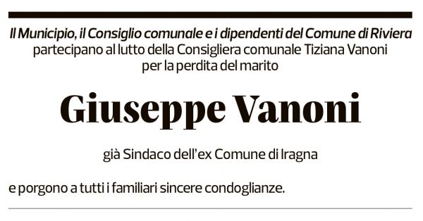 Annuncio funebre Giuseppe Vanoni