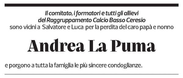 Annuncio funebre Andrea La Puma