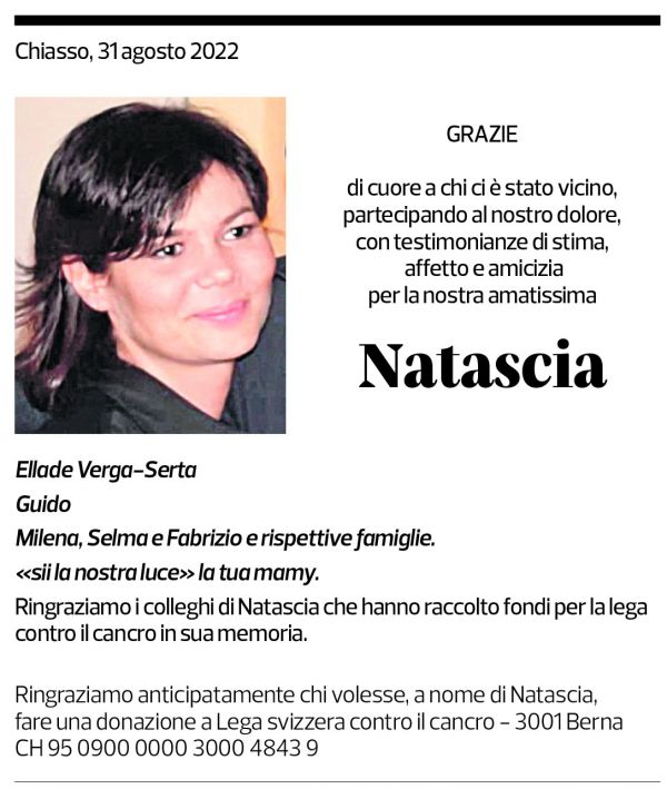 Annuncio funebre Natascia 