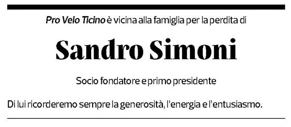 Annuncio funebre Sandro Simoni