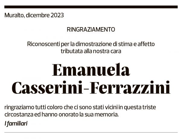 Annuncio funebre Emanuela Casserini-ferrazzini