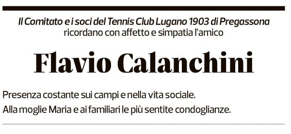 Annuncio funebre Flavio Calanchini