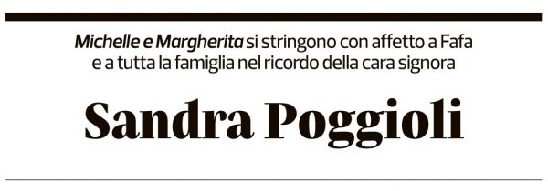 Annuncio funebre Sandra Poggioli