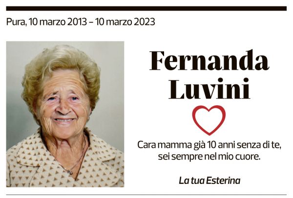 Annuncio funebre Fernanda Luvini