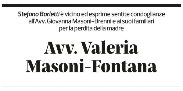 Annuncio funebre Valeria Masoni-fontana