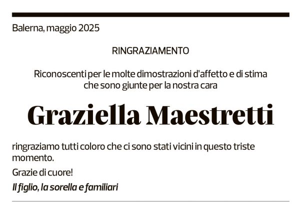 Annuncio funebre Graziella Maestretti