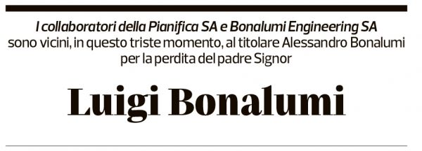 Annuncio funebre Luigi Bonalumi