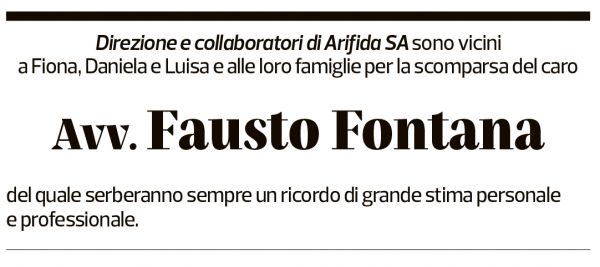 Annuncio funebre Fausto Fontana