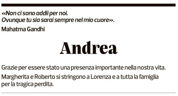 Annuncio funebre Andrea Badaracco