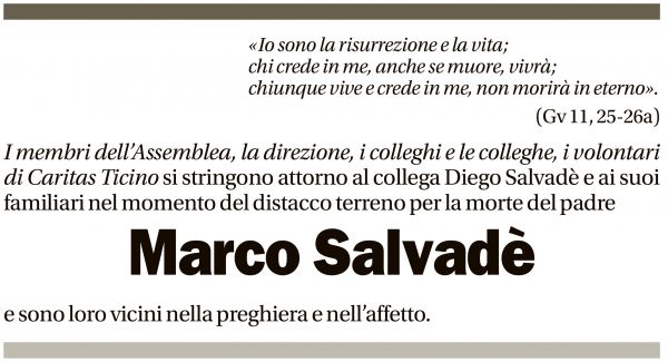 Annuncio funebre Marco Salvadè