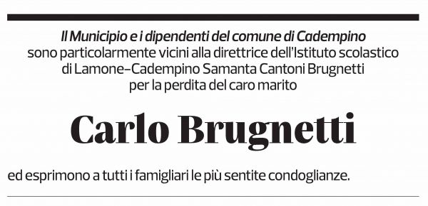 Annuncio funebre Carlo Brugnetti