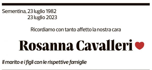 Annuncio funebre Rosanna Cavalleri