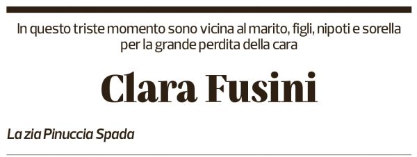 Annuncio funebre Clara Fusini