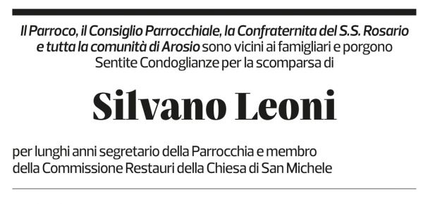 Annuncio funebre Silvano Leoni