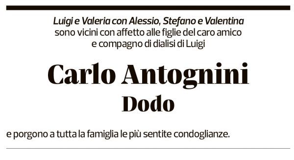 Annuncio funebre Carlo Antognini