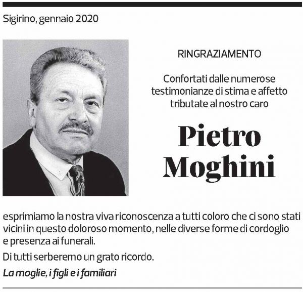 Annuncio funebre Pietro Moghini
