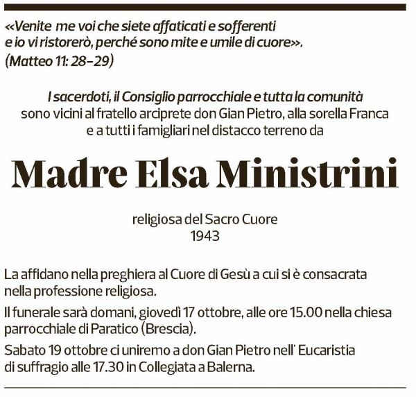 Annuncio funebre Elsa Maestrini
