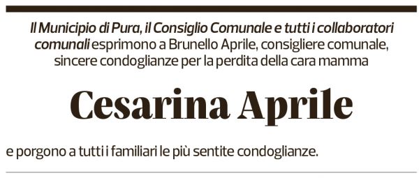 Annuncio funebre Cesarina Aprile