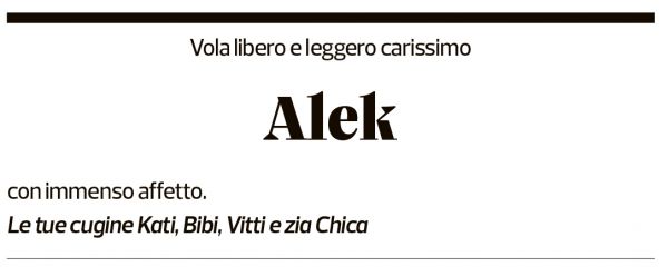 Annuncio funebre Aleksander Jaks