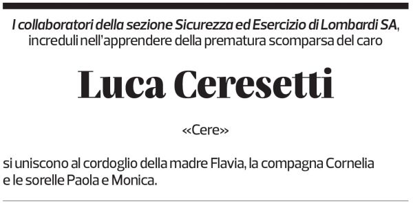 Annuncio funebre Luca Ceresetti