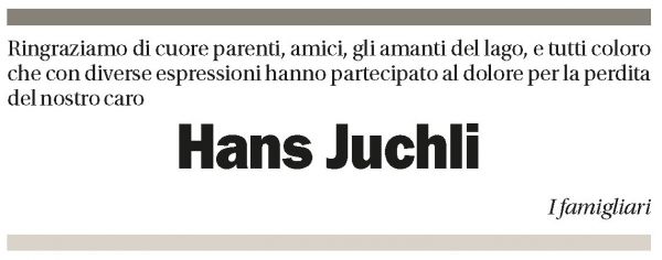 Annuncio funebre Hans Juchli