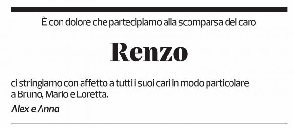 Annuncio funebre Renzo 