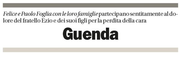 Annuncio funebre Guenda Foglia